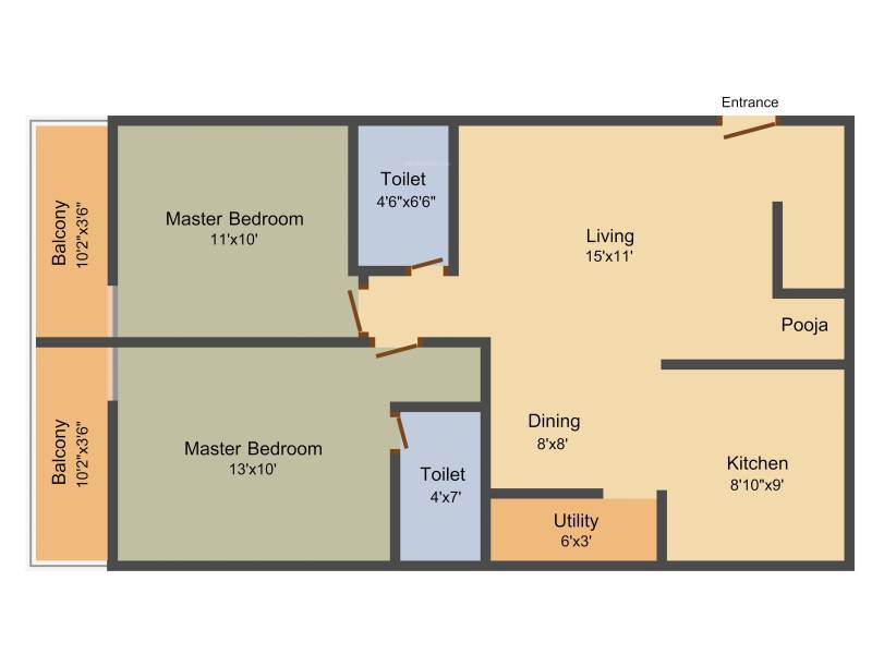 Vaastu Serenity (2BHK+2T (1,035 sq ft)   Pooja Room 1035 sq ft)