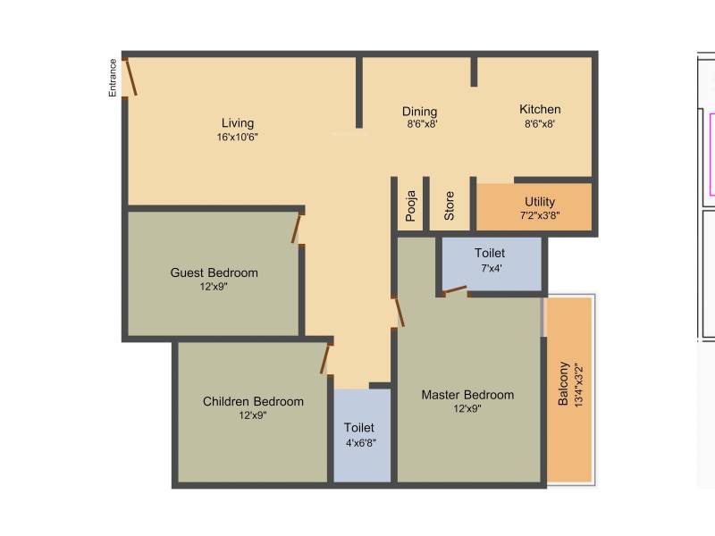 Vaastu Serenity (3BHK+2T (1,380 sq ft)   Pooja Room 1380 sq ft)