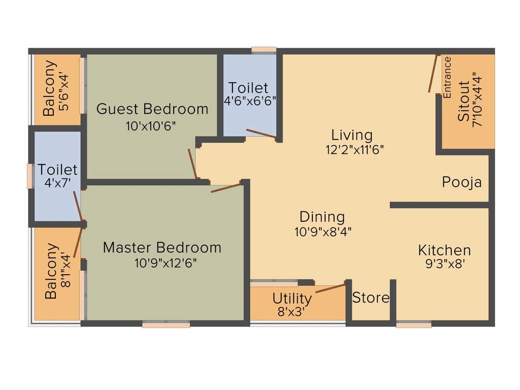 Vaastu Hill View III (2BHK+2T (1,020 sq ft)   Pooja Room 1020 sq ft)