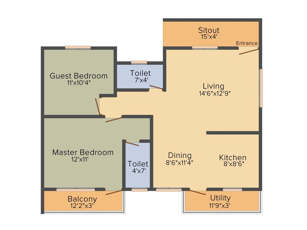Vaastu Hill View III (2BHK+2T (1,120 sq ft) 1120 sq ft)