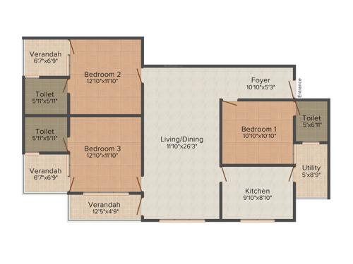 VC Hills Apartments (3BHK+3T (1,509 sq ft) 1509 sq ft)
