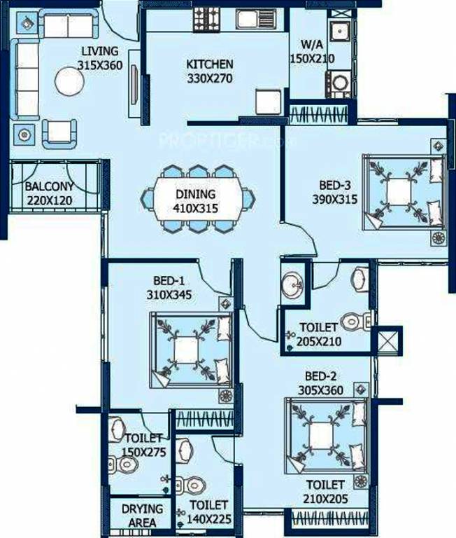 Desai DD Diamond District (3BHK+3T (1,356 sq ft) 1356 sq ft)