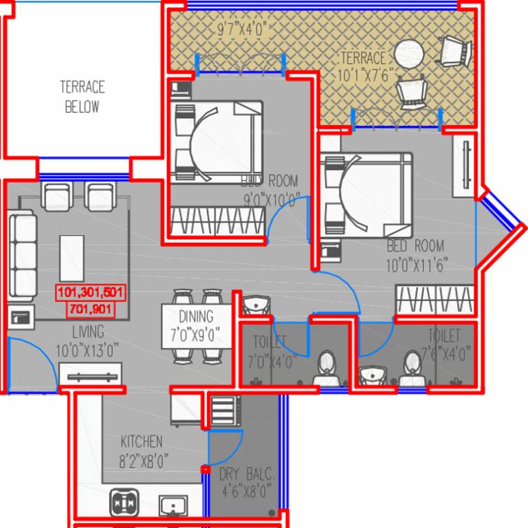 Majestique IRA (2BHK+2T (974 sq ft) 974 sq ft)