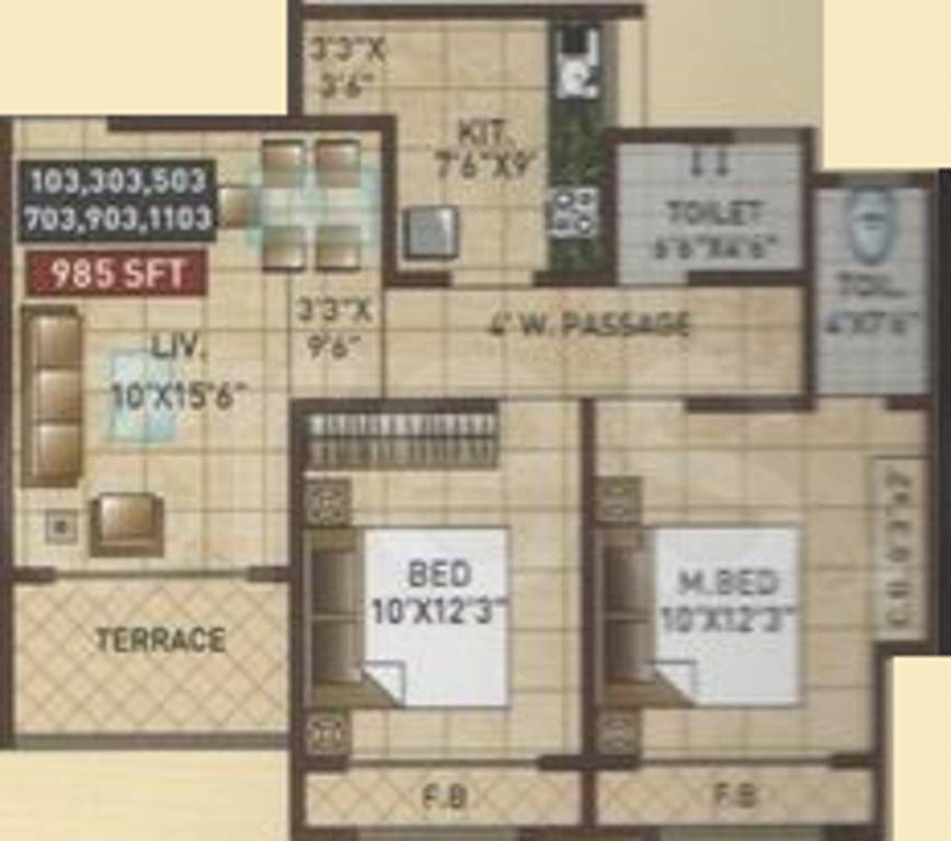 Gopal Krishna Paradise (2BHK+2T (985 sq ft) 985 sq ft) Gopal Krishna Paradise (2BHK+2T (985 sq ft) 985 sq ft)