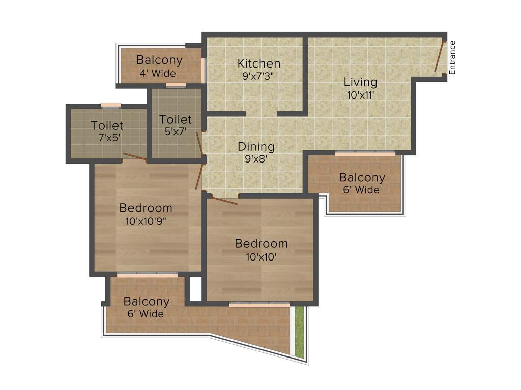 ILD GSR Drive (2BHK+2T (985 sq ft) 985 sq ft)