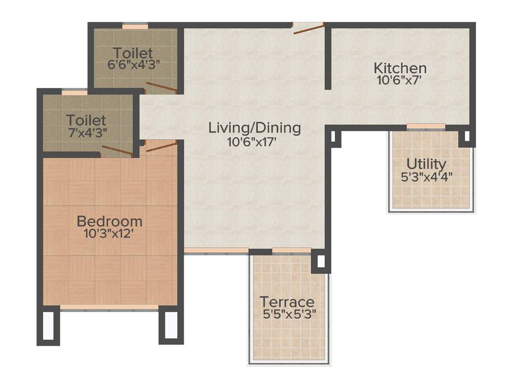 Shri Sai 7th Heaven (1BHK+2T (698 sq ft) 698 sq ft)