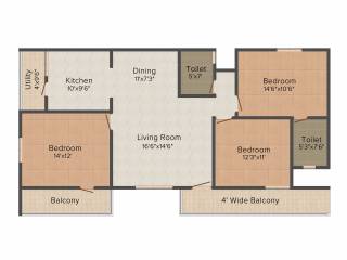 Udbhav Brundavan (3BHK+2T (1,605 sq ft) 1605 sq ft) Udbhav Brundavan (3BHK+2T (1,605 sq ft) 1605 sq ft)