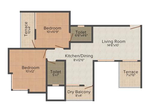 Sai Aura (2BHK+2T (920 sq ft) 920 sq ft)