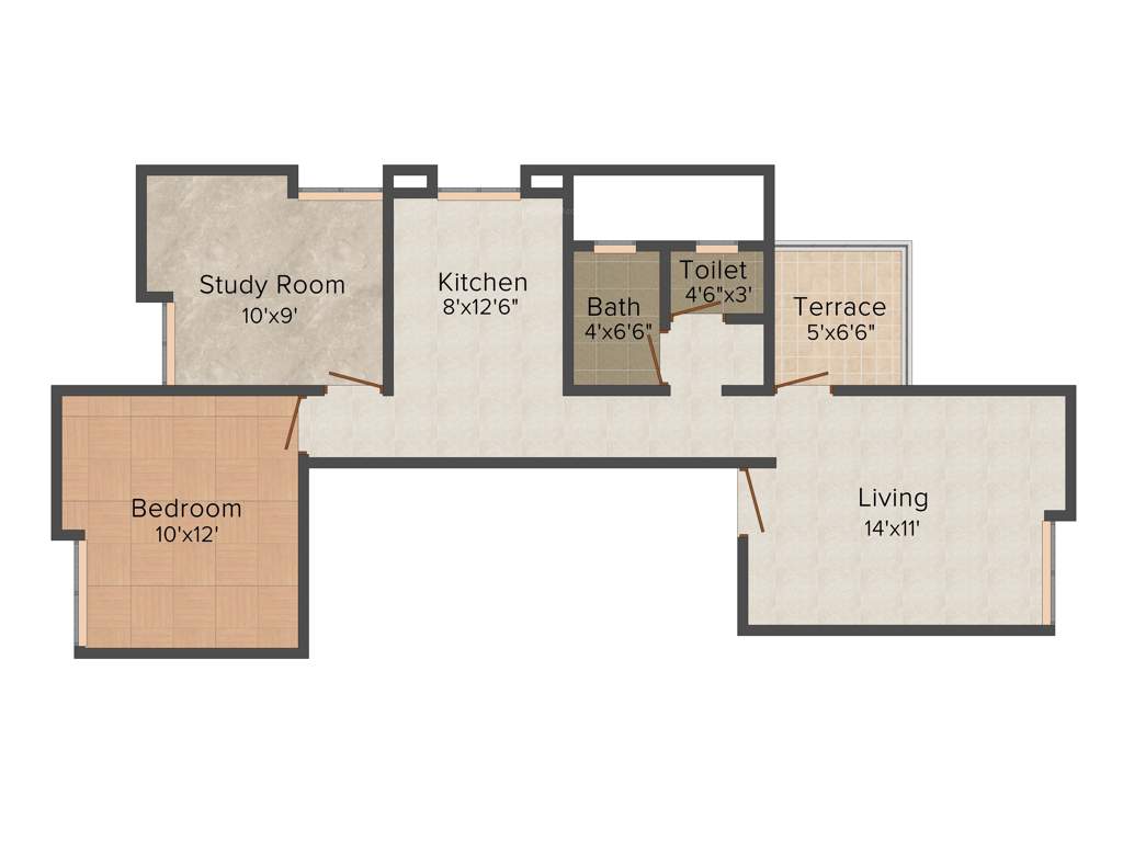 Sai Aura (1BHK+1T (816 sq ft)   Study Room 816 sq ft)