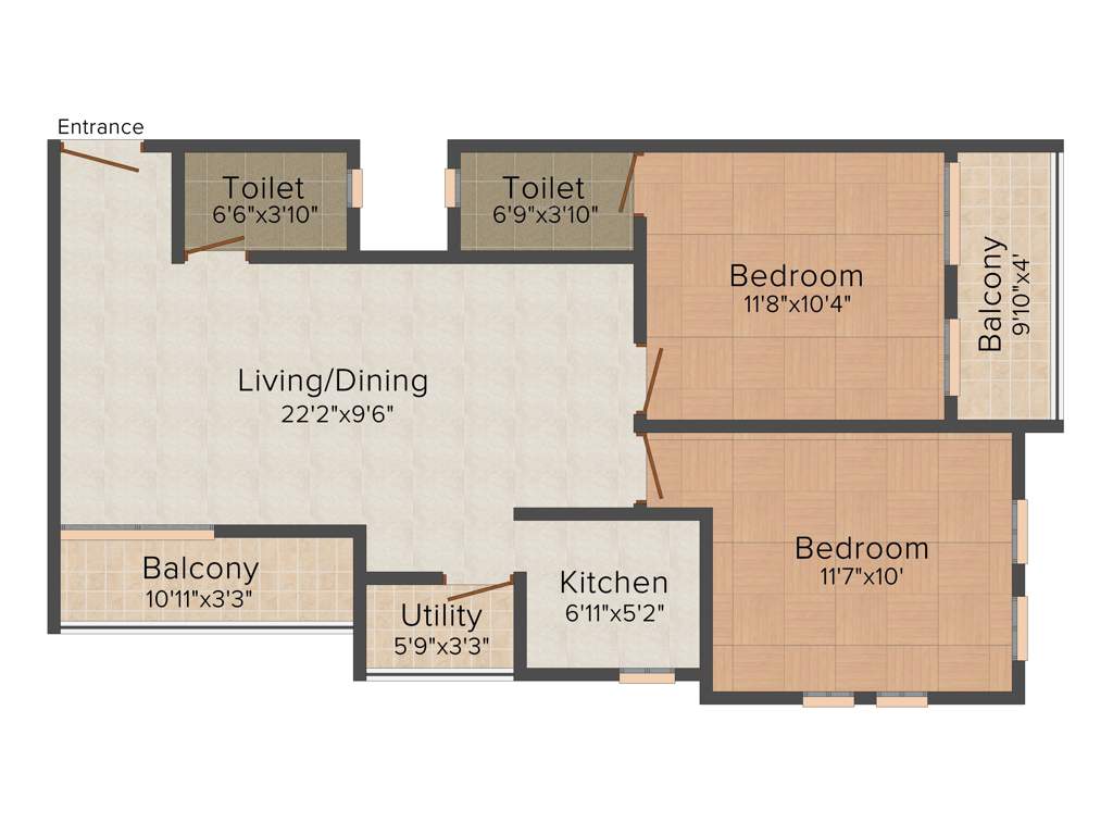 Sweet Surya Kiran (2BHK+2T (1,066 sq ft) 1066 sq ft)