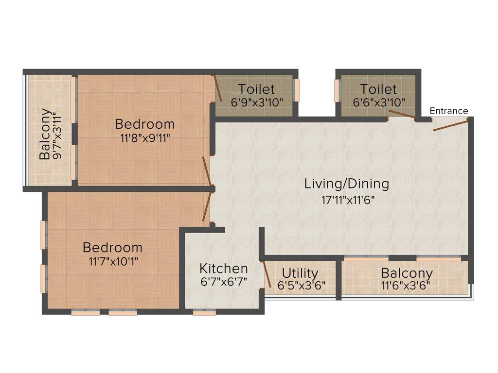 Sweet Surya Kiran (2BHK+2T (1,075 sq ft) 1075 sq ft)