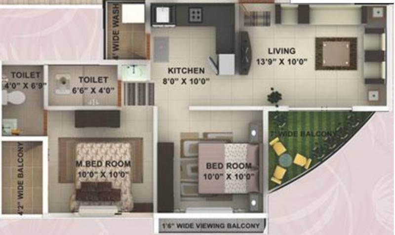 Kwality Enclave (2BHK+2T (888 sq ft) 888 sq ft)