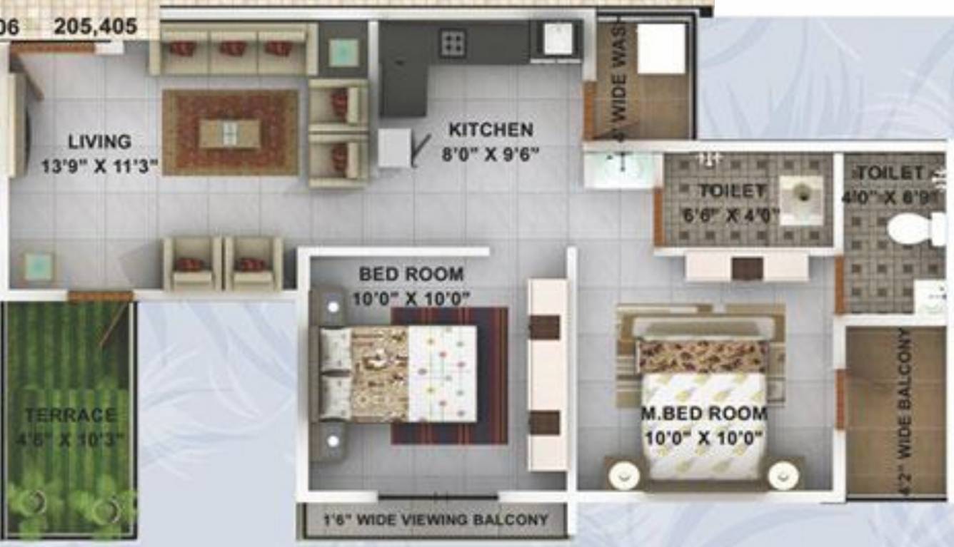 Kwality Enclave (2BHK+2T (892 sq ft) 892 sq ft)