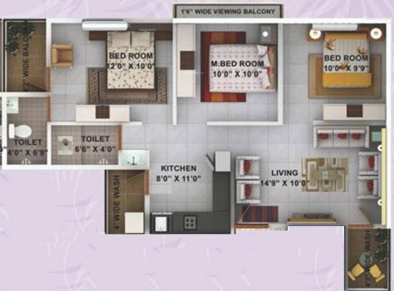Kwality Enclave (3BHK+2T (1,059 sq ft) 1059 sq ft)