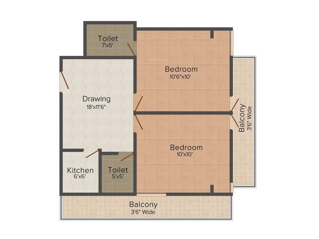 Livewell Tower 2 (2BHK+2T (800 sq ft) 800 sq ft)