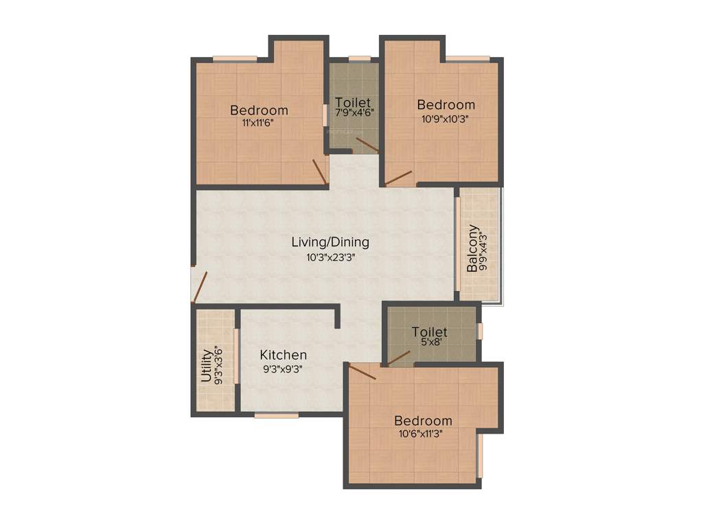  Blue Bells (3BHK+2T (1,203 sq ft) 1203 sq ft)