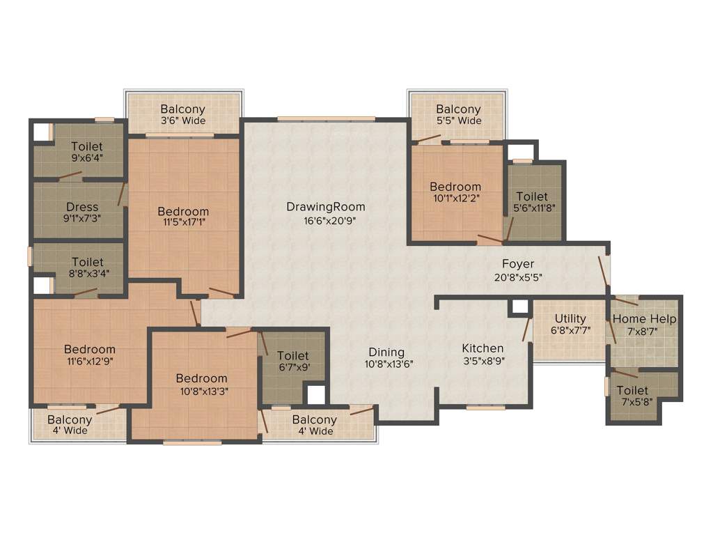 Tulsiani Golf View Apartments (4BHK+4T (2,967 sq ft) + Servant Room 2967 sq ft)