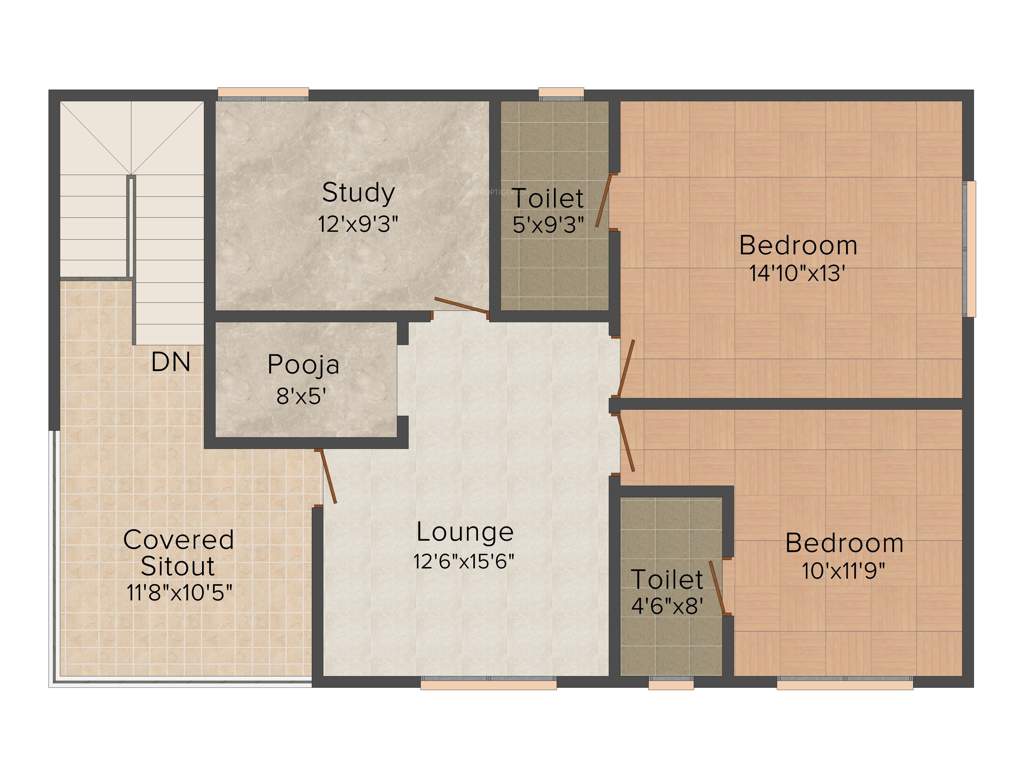 Modi Nilgiri Estate (4BHK+4T (2,265 sq ft)   Study Room 2265 sq ft)