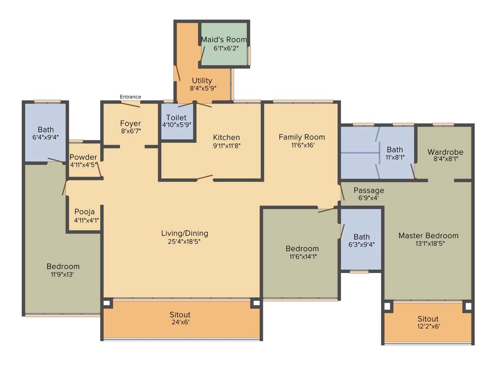 Peninsula Heights (3BHK+4T (3,240 sq ft) + Servant Room 3240 sq ft)