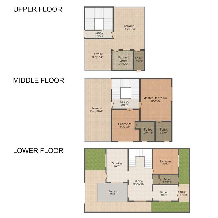Modi Nilgiri Homes (3BHK+4T (1,694 sq ft)   Servant Room 1694 sq ft)