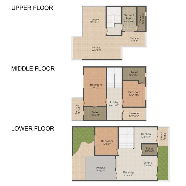 Modi Nilgiri Homes (3BHK+4T (1,529 sq ft)   Servant Room 1529 sq ft)
