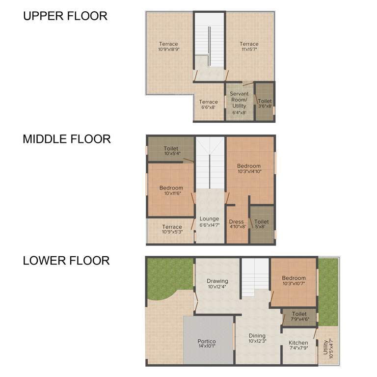 Modi Nilgiri Homes (3BHK+4T (1,461 sq ft)   Servant Room 1461 sq ft)