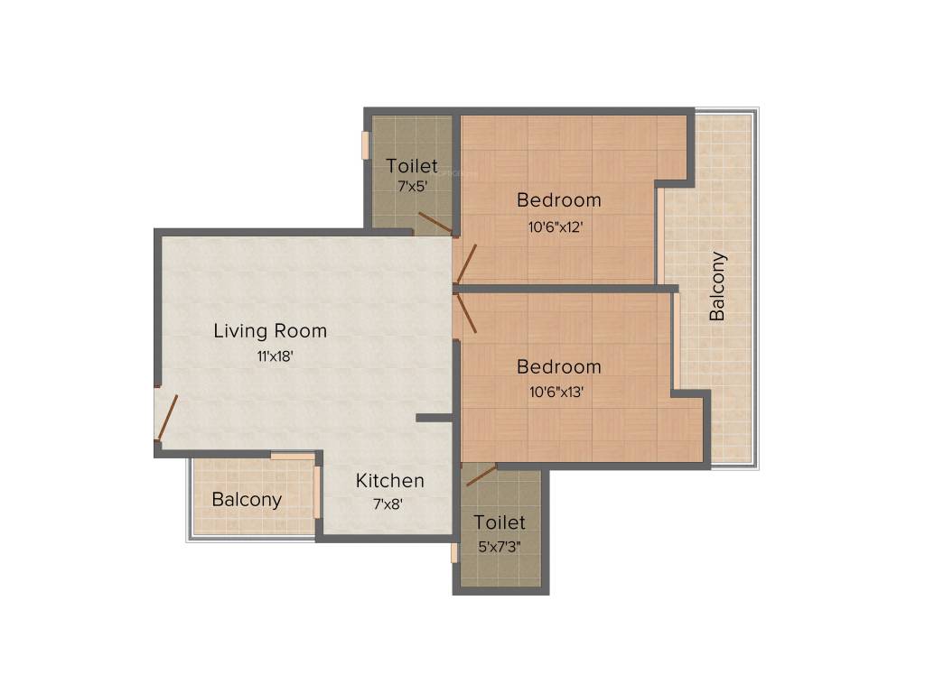 Ajnara Integrity (2BHK+2T (990 sq ft) 990 sq ft)