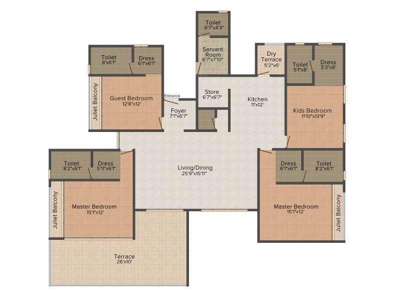 Ven Swarnavilas (4BHK+5T (2,951 sq ft)   Servant Room 2951 sq ft)