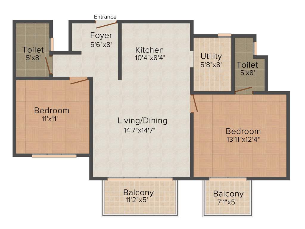 Unishire Projects Pvt Ltd Verzure 2BHK+2T (1,299 sq ft)