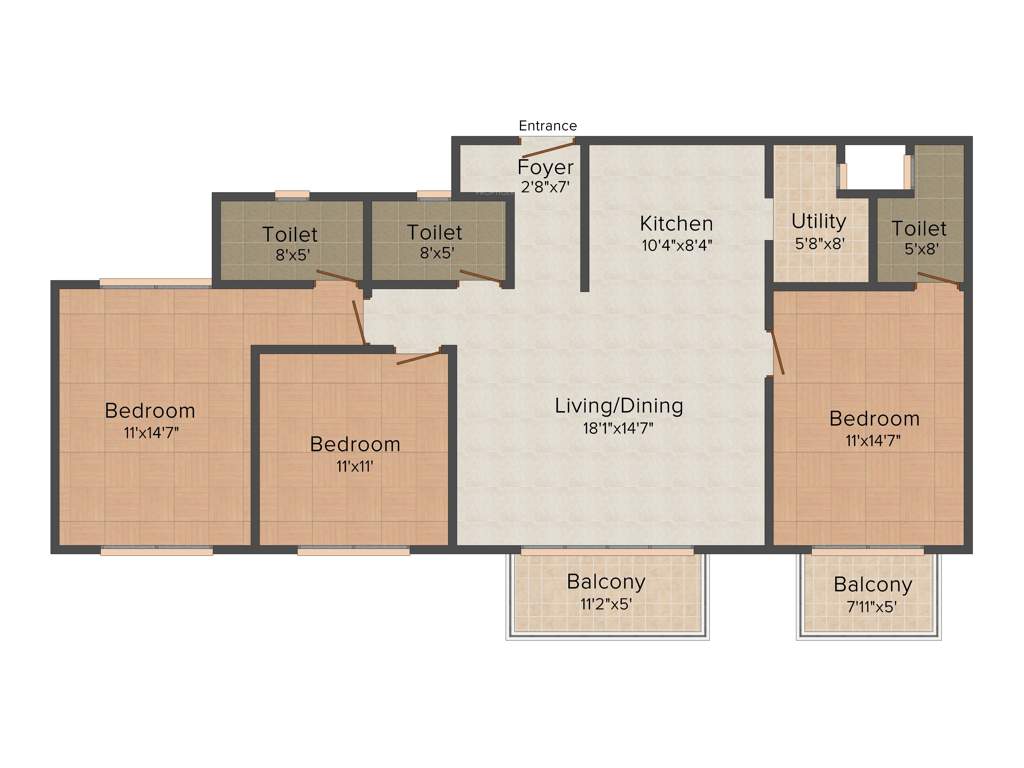 Unishire Projects Pvt Ltd Verzure 3BHK+3T (1,652 sq ft)