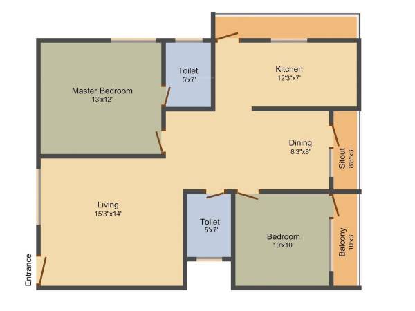 Aesthetic Arjun Grand (2BHK+2T (1,152 sq ft) 1152 sq ft)