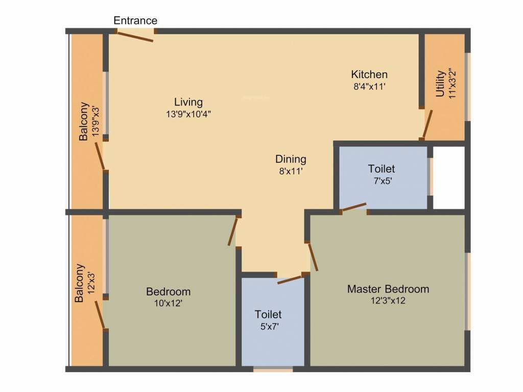 Aesthetic Arjun Grand (2BHK+2T (1,140 sq ft) 1140 sq ft)
