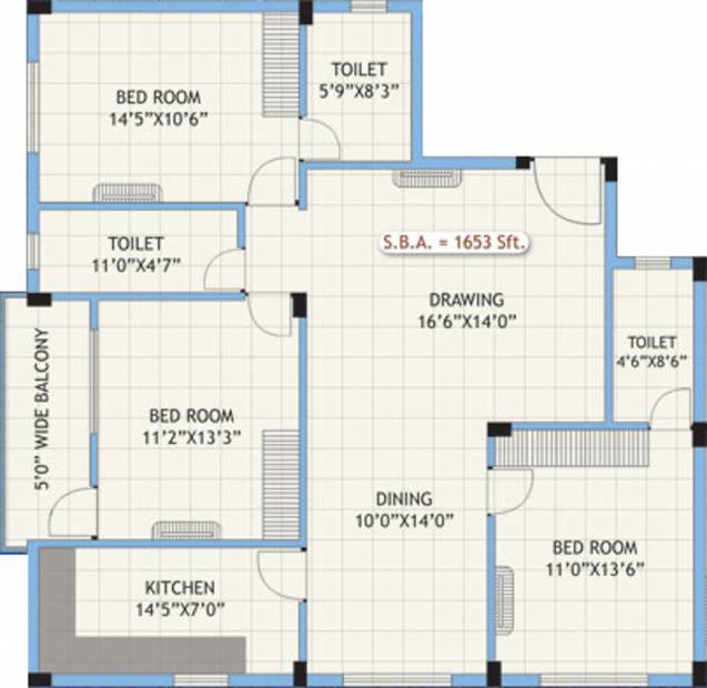 Dream Gagani Residency (3BHK+3T (1,653 sq ft) 1653 sq ft)