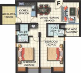 Uni Residenz (2BHK+2T (1,132 sq ft) 1132 sq ft)