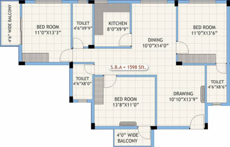 Dream Gagani Residency (3BHK+3T (1,598 sq ft) 1598 sq ft)
