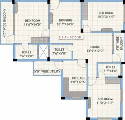 Dream Gagani Residency (3BHK+3T (1,615 sq ft) 1615 sq ft) Dream Gagani Residency (3BHK+3T (1,615 sq ft) 1615 sq ft)