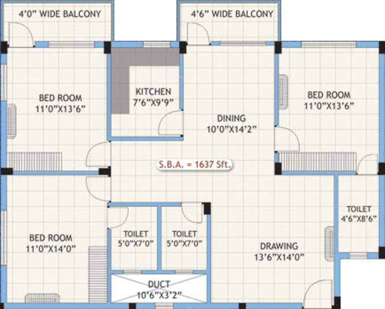 Dream Gagani Residency (3BHK+3T (1,637 sq ft) 1637 sq ft)