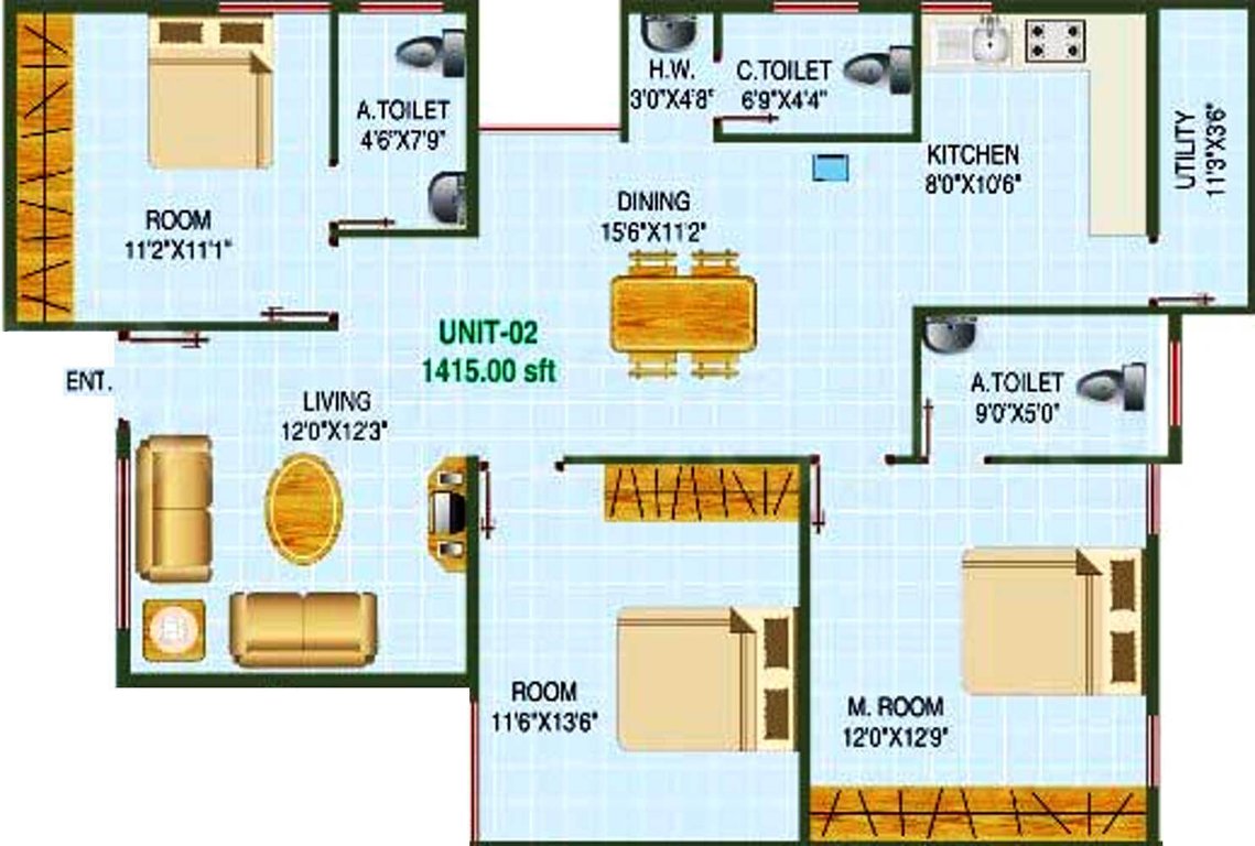 Nandi Dream Homes (3BHK+3T (1,415 sq ft) 1415 sq ft)