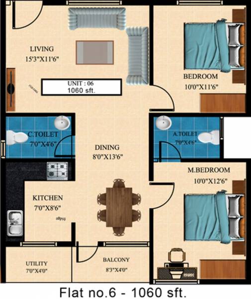 Balaji Krupa (2BHK+2T (1,060 sq ft) 1060 sq ft)