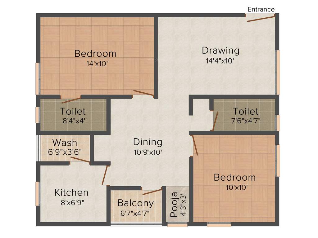 Celebrity Uber Heights (2BHK+2T (1,001 sq ft)   Pooja Room 1001 sq ft)