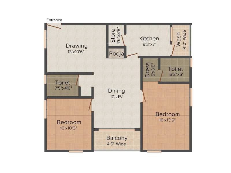 Celebrity Uber Heights (2BHK+2T (1,088 sq ft)   Pooja Room 1088 sq ft)