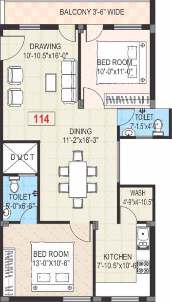 Celebrity Uber Heights (2BHK+2T (1,140 sq ft) 1140 sq ft)