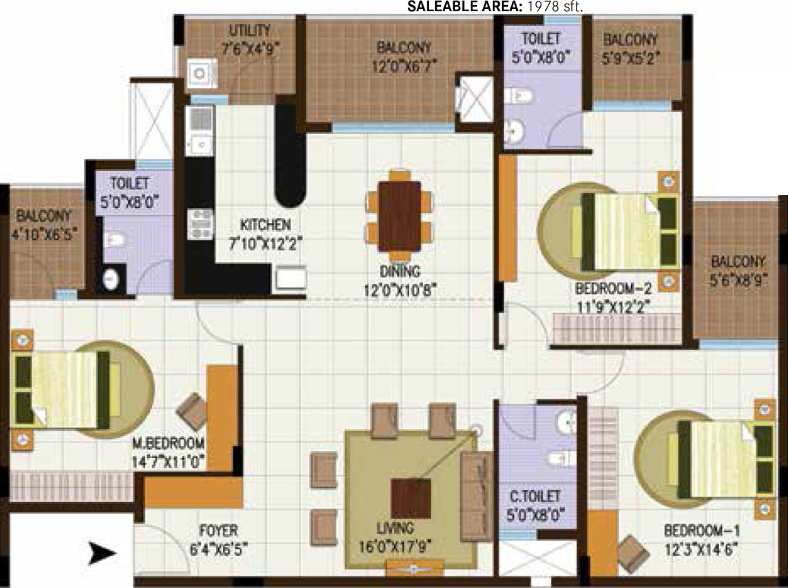 Century Central (3BHK+3T (1,978 sq ft) 1978 sq ft)