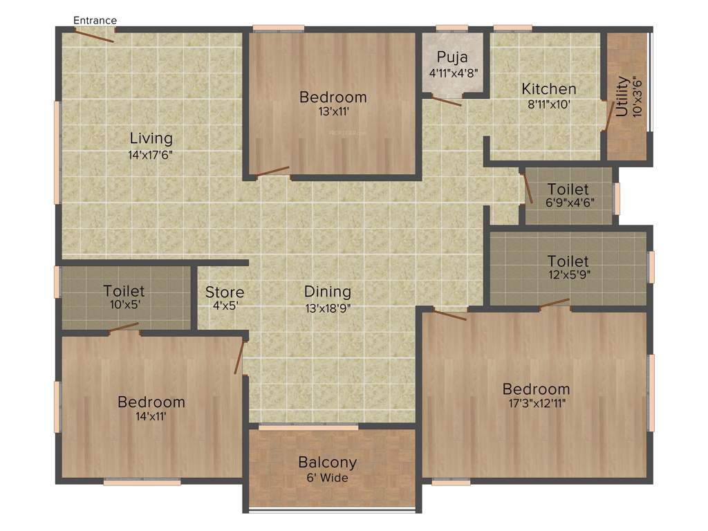 Anuhar 99 Parc (3BHK+3T (2,100 sq ft)   Pooja Room 2100 sq ft)
