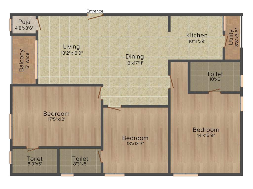 Anuhar 99 Parc (3BHK+3T (1,925 sq ft)   Pooja Room 1925 sq ft)