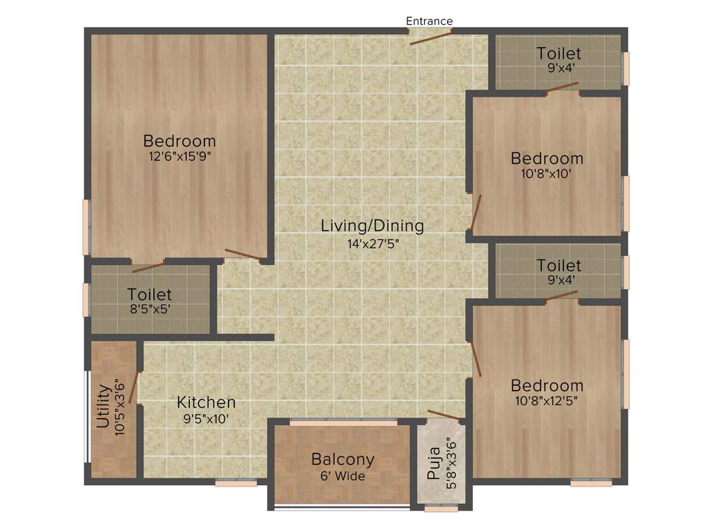 Anuhar 99 Parc (3BHK+3T (1,650 sq ft)   Pooja Room 1650 sq ft)