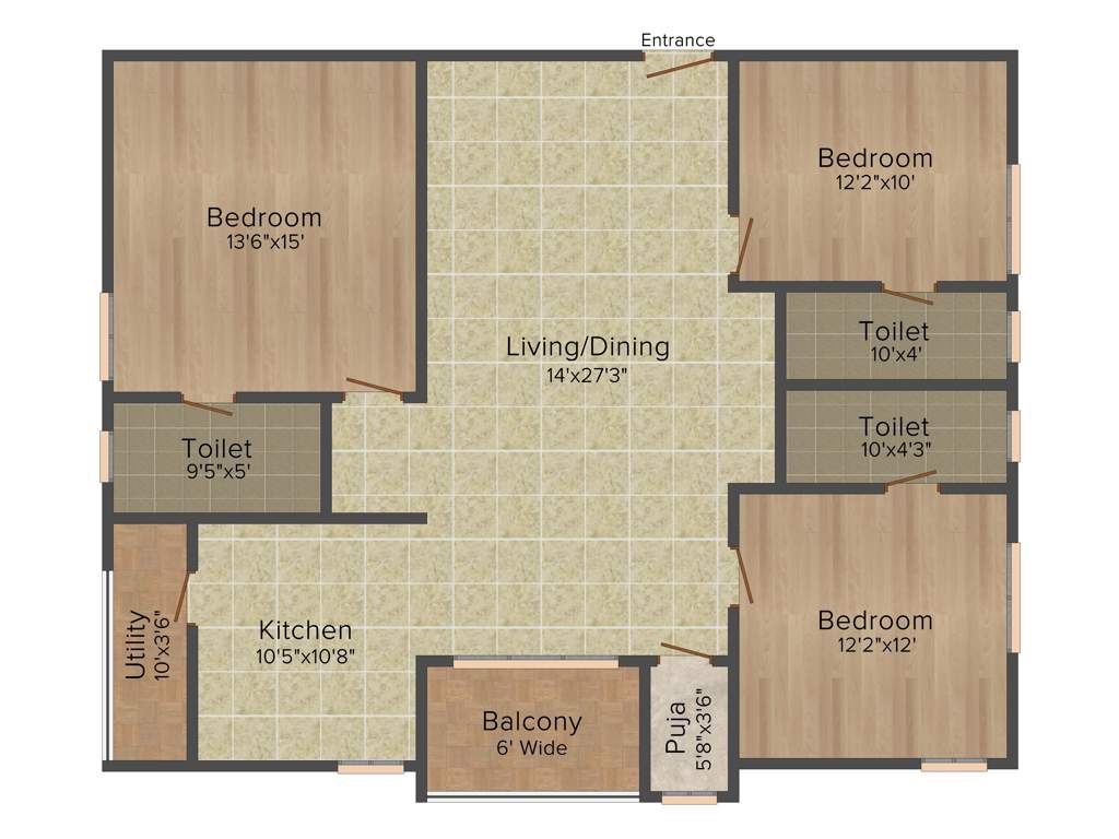 Anuhar 99 Parc (3BHK+3T (1,770 sq ft)   Pooja Room 1770 sq ft)