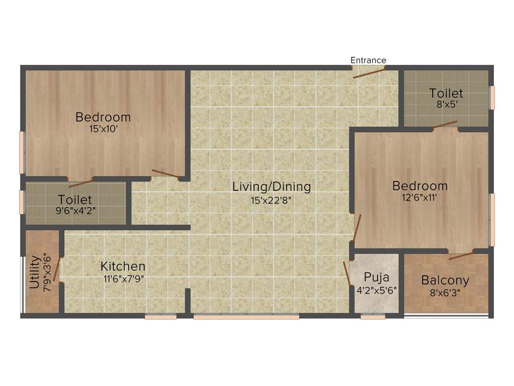 Anuhar 99 Parc (2BHK+2T (1,365 sq ft)   Pooja Room 1365 sq ft)