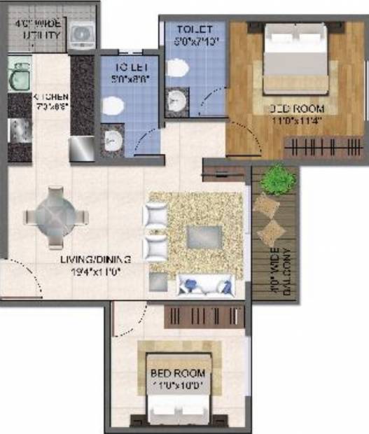 Master Classic Residency (2BHK+2T (983 sq ft) 983 sq ft)