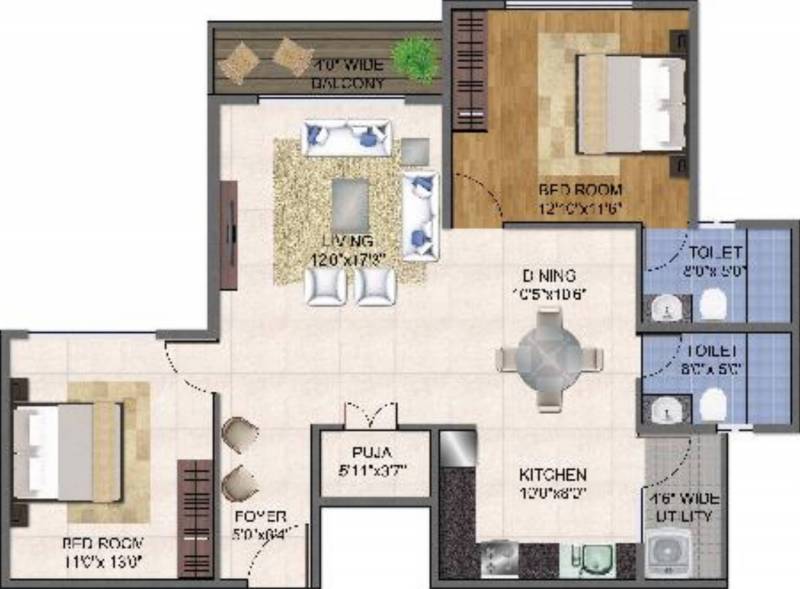 Master Classic Residency (2BHK+2T (1,312 sq ft)   Pooja Room 1312 sq ft)
